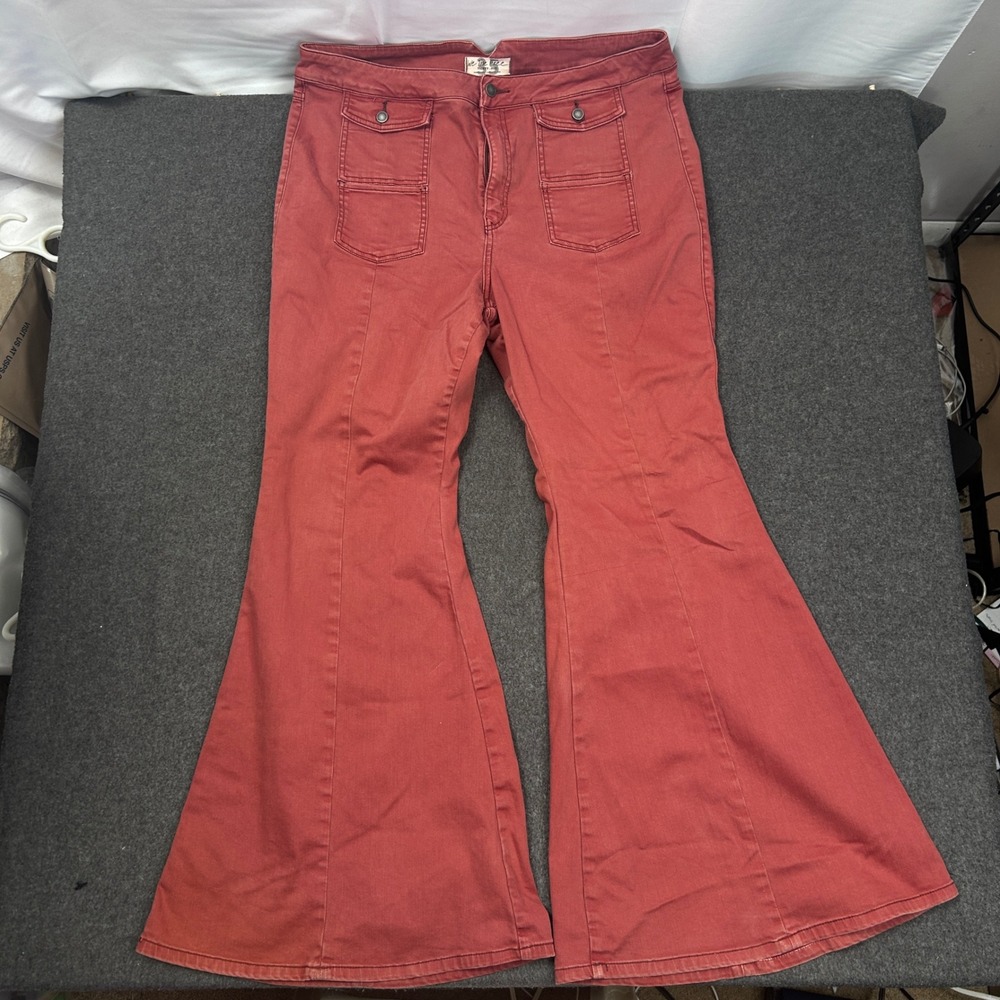 We The Free Free People Utility Flare Pants Womens 35 Rust Red Y2K